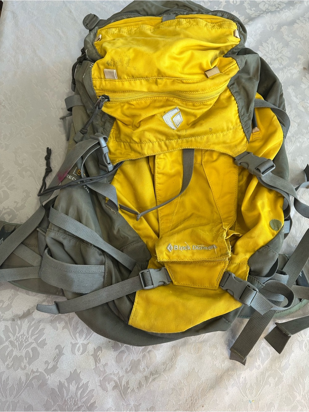 Black Diamond Yellow and Olive Green Hiking Pack